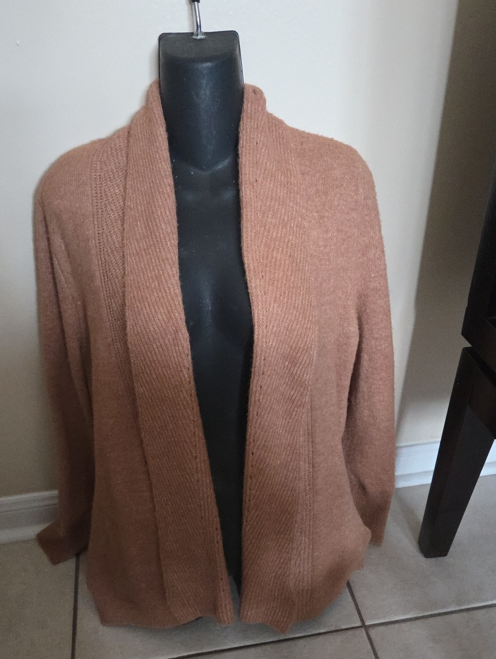 Verve Ami Open-Front Brown Knit Cardigan